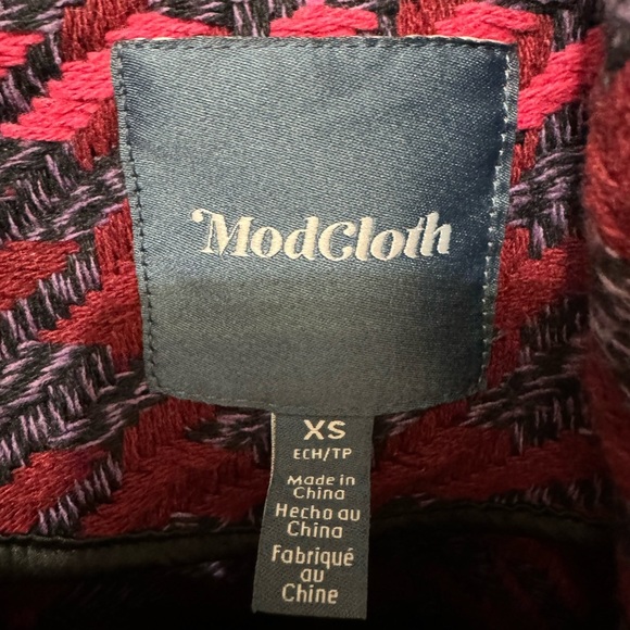 ModCloth Plaid Oversized Wool Blend Cape Size XS - Picture 3 of 5